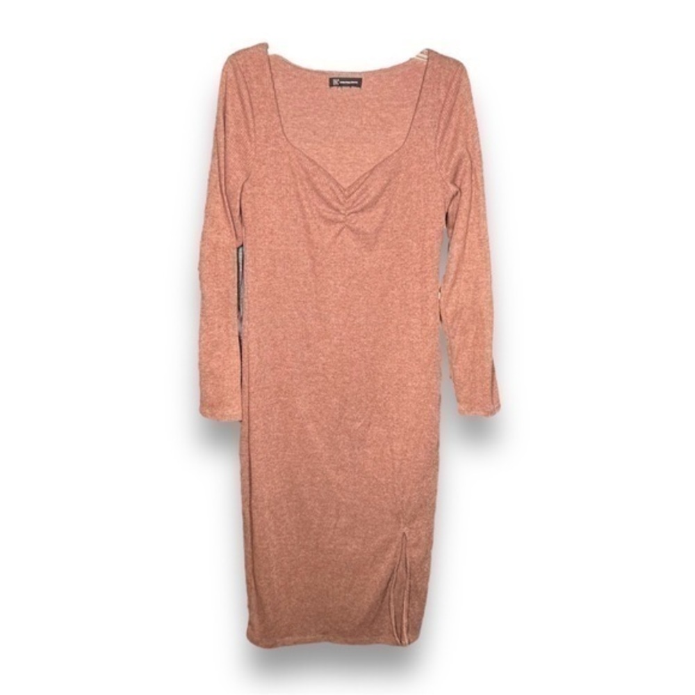 INC International Concepts Mauve Fitted Midi Sweater Dress Sz Large - "Lindsay"